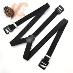 Work Suspenders Belt for Men 4cm Wide X-Back with 3 Plastic Gripper Clasps Adjustable Elastic Trouser Pants Braces-Black