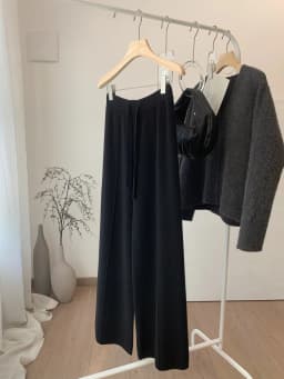 2026 Wool Elastic Waist Knitted Wide-Leg Pants for Women Winter High-Waisted Straight Loose Floor-Length Casual Pants