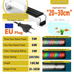 Aquarium LED Light Super Slim Fish Tank Aquatic Plant Grow Lighting Waterproof Bright Clip Lamp RGB LED 20-63cm for Fish Tank