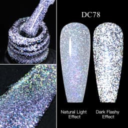 Mtssii Reflective Glitter Gel Pink Sparkling Sequins Gel Nail Polish Soak Off UV Nail Gel Semi-permanent Nail Art Decoration