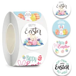 100-500pcs Happy Easter Stickers Cute Rabbit Stickers Gift Sealing Labels Baking Package DIY Wrapping Box Kids Gift Bag Decor