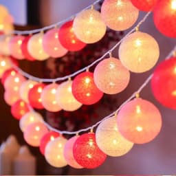 10/20LED Cotton Balls String Lights Garland Fairy Light Christmas Decorations for Home Room Outdoor Wedding Garden Patio Lights