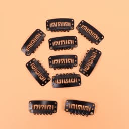 10Pcs 32Mm Hair Clips U-Shape Metal Clips For Hair Extensions 9-Teeth Wig Clip For Women Wig Accessories Black Brown Beige