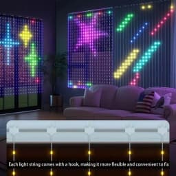 RGBIC Smart Curtain Led String Light 400 Leds Outdoor DIY Lights Pattern App Remote Control WS2812B Display Garland Decoration