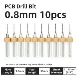 TOOLEYE 10pcs PCB Drill Bit Set Micro Drills Printed Circuit Board 1/8" Shank Mini CNC Drill Bits 0.1-3.175mm Drilling Tools