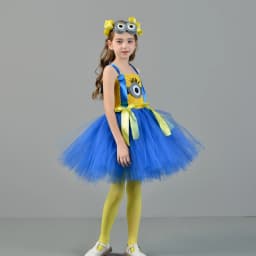 Big Eyes Mini Yellow Man Costumes for Baby Girls Anime Cartoon Characters Cosplay Dresses for Kids Birthday Outfit Party Clothes
