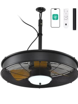 Orison 22'' Outdoor Ceiling Fans with Lights, Wet Rated Gazebo Fan with Remote, Plug in Hanging Fan for Patio Waterproof, App Controll