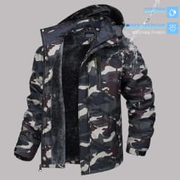TACVASEN Men's Ski Parka Jacket Waterproof Fleece Lined Insulated Thermal Snowboard Sports Work Winter Jacket with Detached Hood