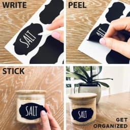 20-75pcs Waterproof Chalkboard Labels Spice Organizer Label for Household Kitchen Jars Blackboard Stickers With White Pen