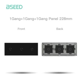 BSEED Triple EU Standard Wall Glass Panel 3/6/9Gang Touch Switch Crystal Panel With Metal Frame DIY Part 228mm