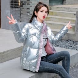 2025 New Winter Short Parka Jacket Women Thick Cotton Padded Coats Female Stand Collar Loose Puffer Parkas Down Jackets Outwear