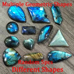 5pcs Bulk Natural Labradorite Cabochon Polished Flatback Stone DIY Making Stone Crafts Oval & Pear and Multiple Geometric Shapes