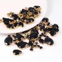 130pcs/lot Gold Claw Setting Glass Rhinestone Mixed Shape Sew On Crystal Stone Diamond for Wedding Dress Shoes Bags DIY Trim