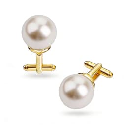 Luxury White Round Pearl Cufflinks for Men Elegant Wedding Business Shirt Cuff Buttons Premium Formal Dress Jewelry Accessories