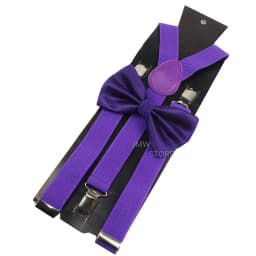 Adjustable Elastic Leather Suspenders Bowtie Set Men Women Baby Blue Braces Straps For Wedding Y-Back Shirt Accessories Gift
