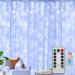 Holiday LED Curtain Light String USB Powered 8 Modes Christmas New Year Party Lights Home Wedding Birthday Room Decor Aesthetic
