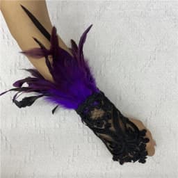 1PC Sexy Lace Feather Gloves Gothic Mesh Sleeve Halloween Party Wedding Stage Dance Performance Sleeve Wrist Cuffs Gloves