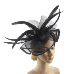 Large Chiffon Fascinators Hat with Feather, Cocktail Tea Party Horse Racing Derby Headwear for Women