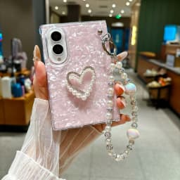Fashion Love Pearl Bracelet Shell Pattern Phone Case for Samsung Z Fold 8 Wide Shockproof Lens Protrusion Portable Slim Cover