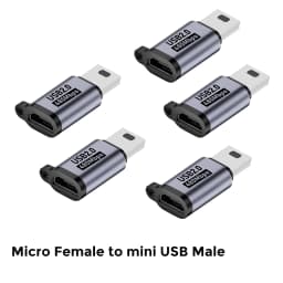 Type C Female to Mini USB Male Adapter Micro USB to USB C Adapter 480Mbps Data Transfer Fast Charging Converter for Phone