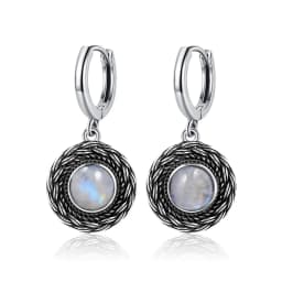 New Elegant Natural Kyanite S925 Silver Drop Earrings for Women Vintage Jewelry Wedding Engagement Hoop Earrings Gifts