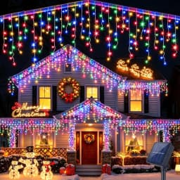 Solar Curtain Icicle Light 3.5M Eaves Decor Outdoor Fairy String Lights Wedding Party
