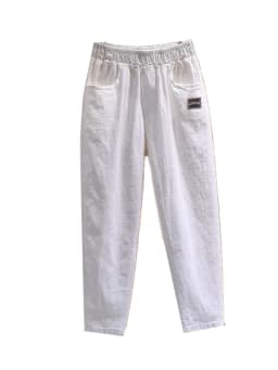 Slimming Straight Leg Cotton Linen Harem Pants Women's High Waist Summer Casual Trousers Pure Color Versatile Loose Fit Thin