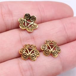 50pcs Tibetan Antique Silver Color Flower Bead End Caps For Jewelry Making Findings Needlework DIY Accessories Wholesale