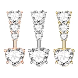 Butterfly-bow Dangled Navel Ring Piercing 14G Flower Heart Crystal CZs Belly Button Ring for Women Stainless Steel Belly Jewelry