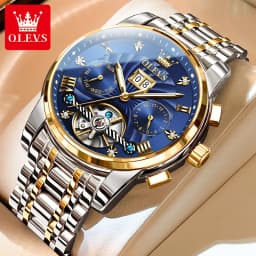 OLEVS Men's Watch Luxury Skeleton Automatic Mechanical Watch Original Waterproof Stainless Steel Men's Watch Reloj Hombres 9910