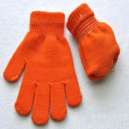 Winter 4-11 Year Old Children's Writing Cold-proof Warm Gloves Solid Color Knitted Wool Acrylic Full-finger Split-finger Gloves
