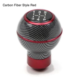 Gear Shift Knob 5 Speed Universal Car Manual Lever Stick Shifter Head Ball Wood Red Color / Red Carbon Fiber Style Aluminum Auto