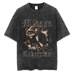 2026 Anime Attack on Titan Eren Jaeger Printed T-shirt Men's and Women's Washed T-shirt High Quality Vintage Cotton T-shirt Top