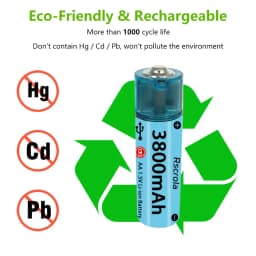 2025 New AA Li-ion Battery USB AA Rechargeable Battery Fast Charge Over 1000 Cycle Works for Cameras, Toys, Remote controls,Toys