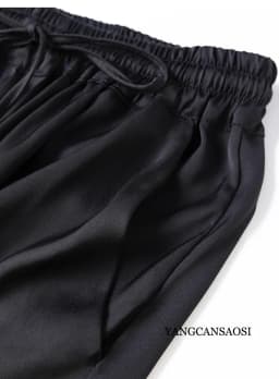 Vertical Naked Feeling 93% Natural Mulberry Silk Elastic Double Qiao Satin Elastic Waist Women's Fashionable Wide Leg Pants