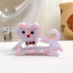1pc Korean Cute Kitten Point Drill Acetic Acid Grab Girl Sweet Side Medium Half a Ponytail Nappy Little Hair Clip
