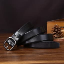 2.4CM Pure Cowhide High Quality Genuine Leather Thin Belts for Women Brand Strap Vintage Jeans Cowboy Leisure Needle Buckle Belt