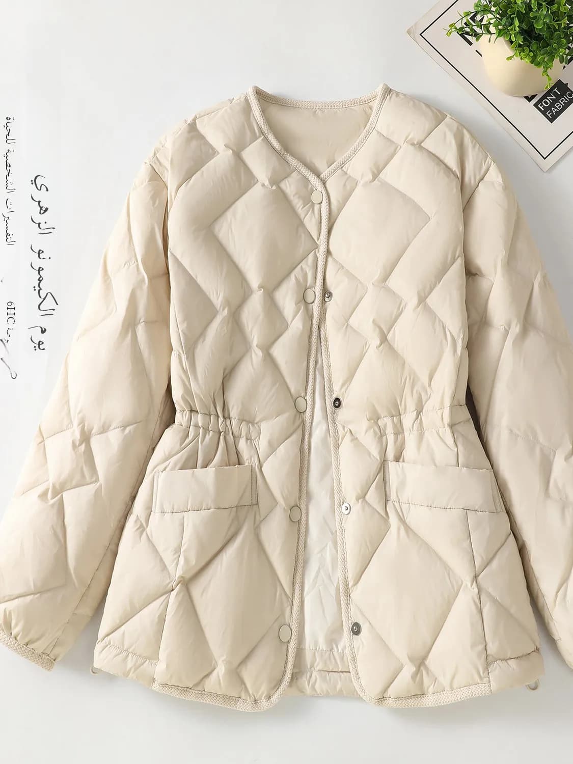 Authentic Winter 2025 High Quality Fashionable Unisex down Cotton Jacket V-Neck Women's Outerwear Thickened Long Sleeve Coat