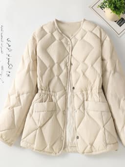 Authentic Winter 2025 High Quality Fashionable Unisex down Cotton Jacket V-Neck Women's Outerwear Thickened Long Sleeve Coat