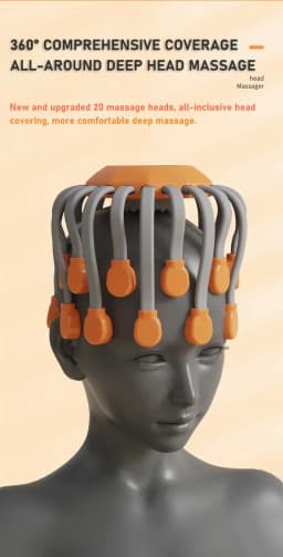 20 Massage Heads Orange Scalp Massager - Red Light Vibrating Octopus Scratcher for Relaxation, Stress Relief