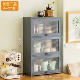 Natural Bamboo Storage Cabinets Dustproof Acrylic Doors Cup Holder Tea Set Display Kitchen Organizer Dining Room
