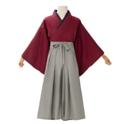 Men Vintage Solid Red Japanese Traditional Kendo Samurai Kimono Robe, Halloween Cosplay For Carnival Stage Theme Party Outfit