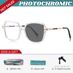 VKYEE Classic Retro Large Framed Glasses Anti-Blue Light Glasses Photochromic Customizable Prescription Glasses PFD2211
