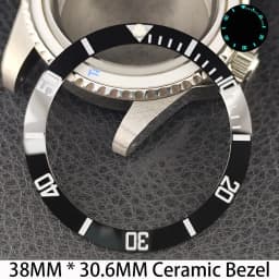 Sloping 38mm * 30.6mm Ceramic/Aluminum Bezel GMT and Diving Watch Insert Fits for 40mm Men's Watch Case Bezel Replacement Insert
