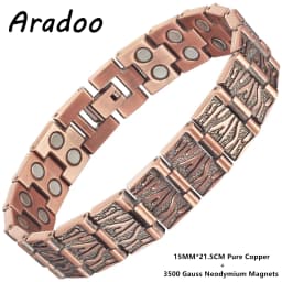 ARADOO Pure Copper Magnetic Bracelets for Men with Double-Row Strong Magnets Bracelet Jewelry Gifts