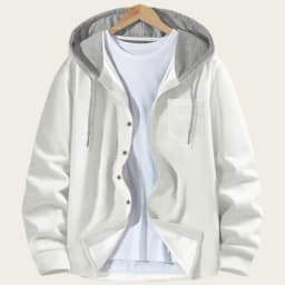 Korean Waffle Hooded Cardigans for Men Spring Autumn Contrast Color Single Breasted Hoodies Breathable Casual Lightweight Jacket