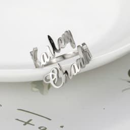 Custom Double First Name Finger Ring For Women Men Personalized Couple Wedding Gift Gold Color Stainless Steel Open Ring Jewelry