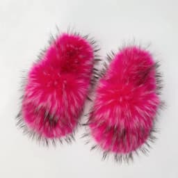 Luxury Fluffy Faux Fur Heart Shape Bag With Slippers For Women Raccoon Brown Teddy Bear Fox Fur Slides Heart Bag Sets Girls
