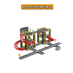 Six-Ply Track Parking Building with Four Mini Alloy Vehicle Parking Lot Toys Puzzle Splicing Toys Racing Rail Car Birthday Gift