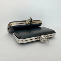 Antique DIY Bag Accessories Rectangle Metal Box Clutch Frame with Black Plastic Shell And Pineapple Top Head Purse Frame Mold